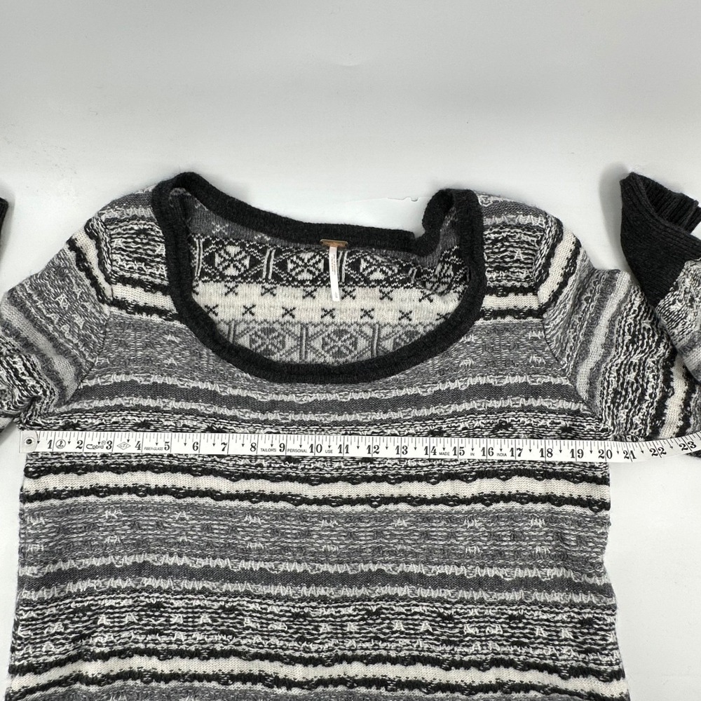 Free People Sweater Fair Isle Wool Cashmere Cropped Pullover Boho Nordic Women L - Picture 8 of 10